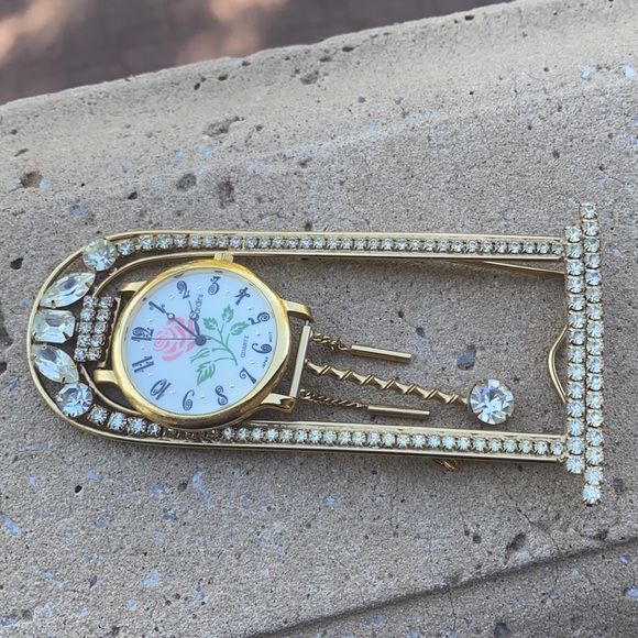 Vintage Crystal Clock Rose standing jewelry vintage crystals ladies - Picture 9 of 10